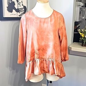 MADISON GRAY, Women's top, boho style tie dye peach color. Size small